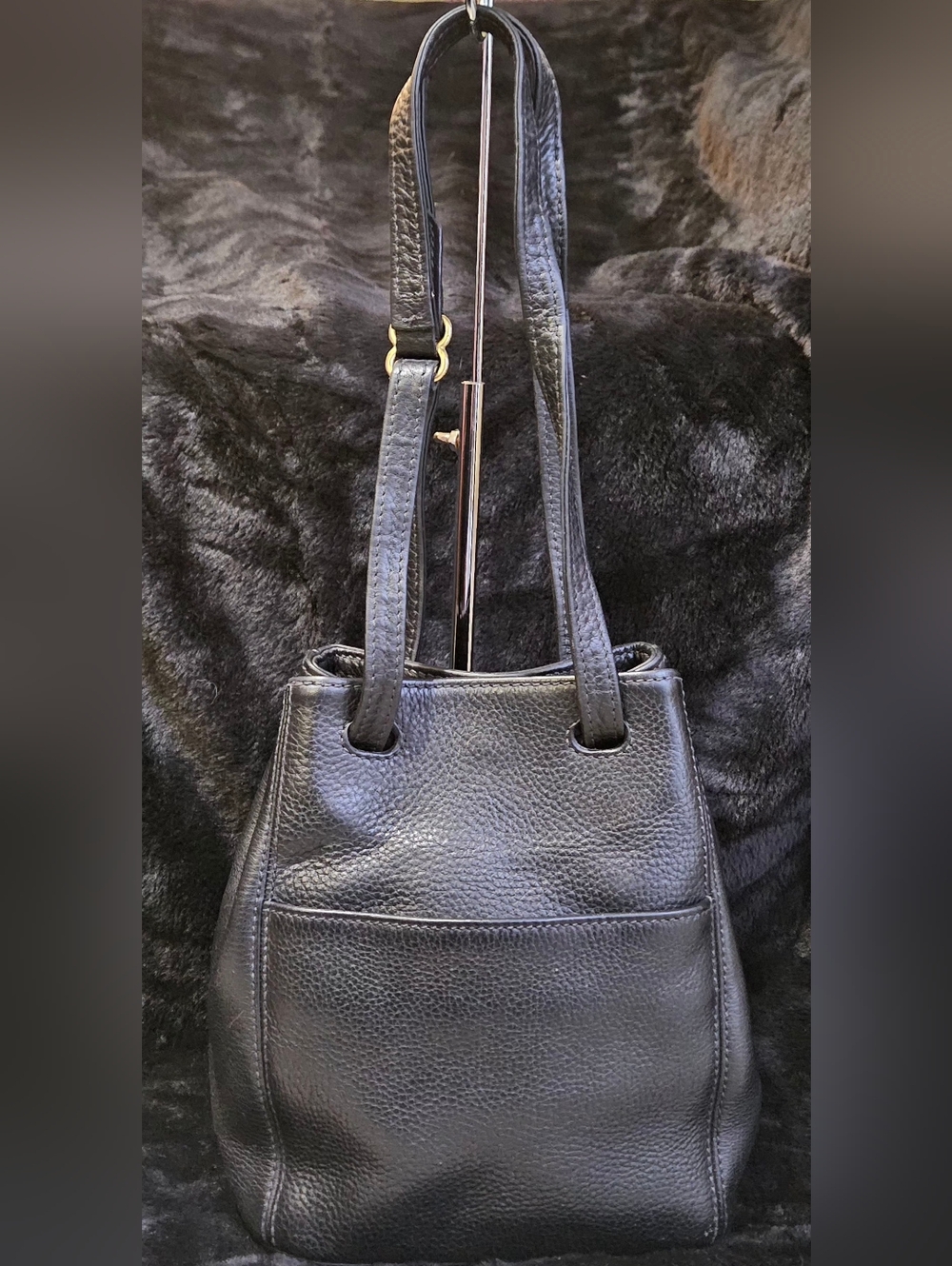 Coach Vintage 1998 Sonoma Drawstring Black Pebbled Leather Bag